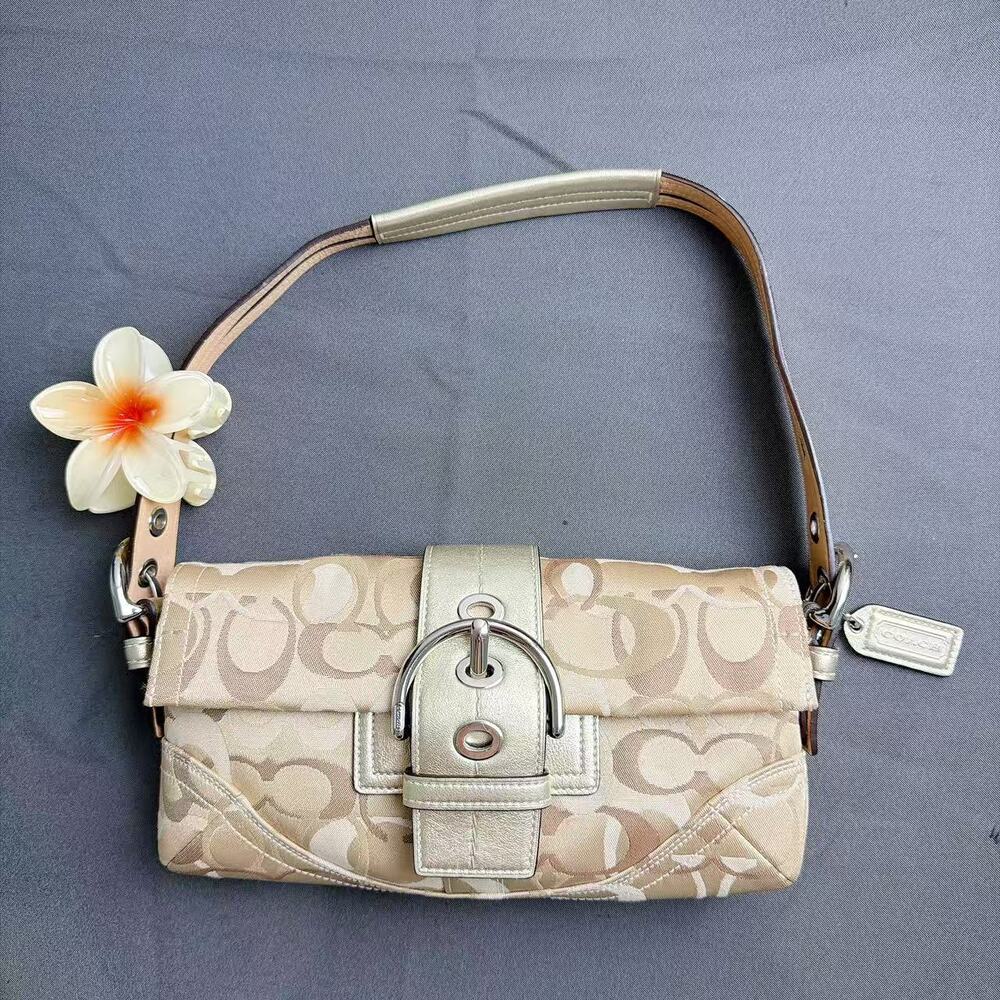 Coach Vintage Y2K Soho Monogram Buckle Canvas Shoulder Bag 0492